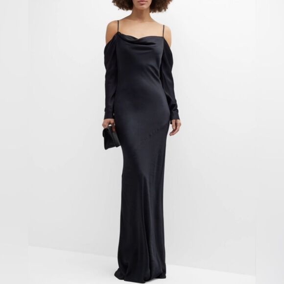 L’AGENCE Juniper Cold Shoulder Gown in Black. Size 0. NWOT - Picture 3 of 8